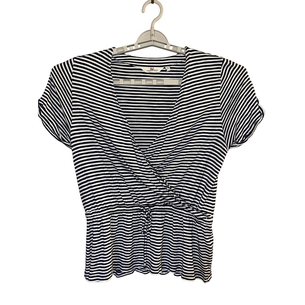 Vineyard Vines Top Women Size M Medium Coastal Grandma Nautical Striped Wrap